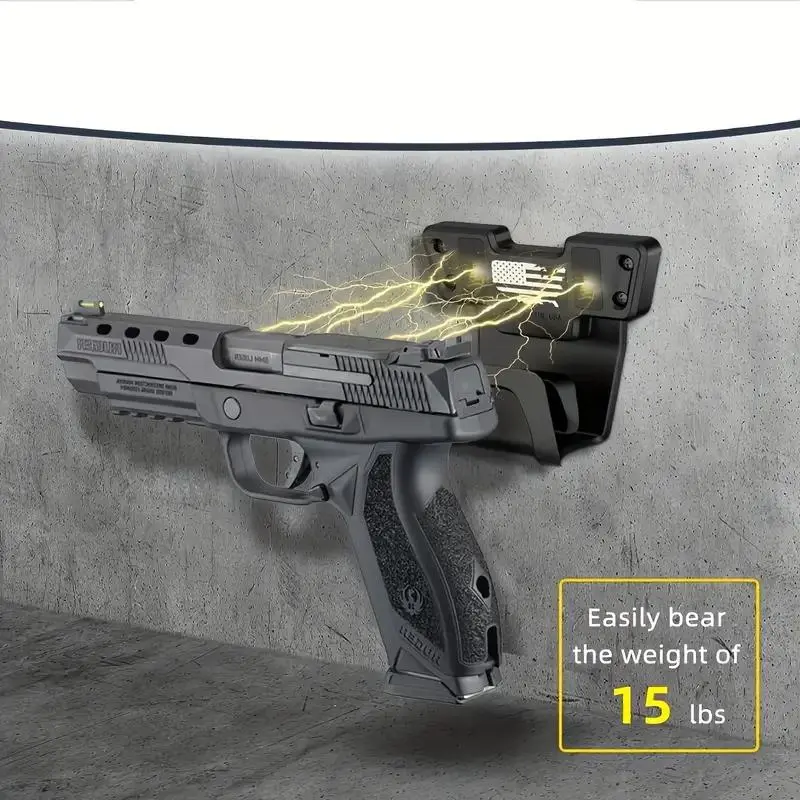 Quick Draw Upgrade Gun Magnet Mount, Magnetic Gun Holder with Safety Trigger Guard Protective, Car Interior Accessories for Most Guns 4