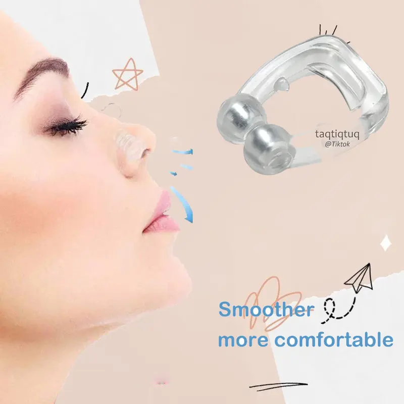 Alat Anti Dengkur Magnet Silikon Anti Ngorok Magnetic Noseclip Silicone Snoring Free Snoring Devise Penghilang Ngorok Penghilang Dengkur Anti snoring Snore Stopper Solution Nose Clip for Healthy Sleep Therapeutic Magnets Medical Aman Muka 3