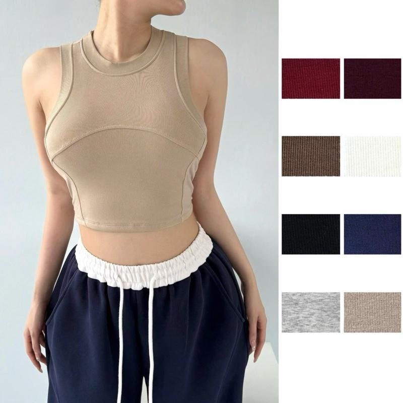 Áo croptop ba lỗ cổ cao ANNAKIKI chất cotton hai lớp- 048