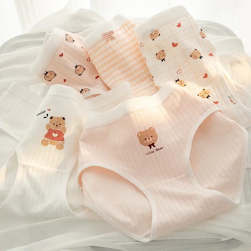 Combo 5 quần lót gấu cam chất cotton thoáng mát cho bé gái, học sinh, sinh viên dễ thương 2
