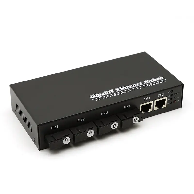 Gigabit Ethernet Switch MEDIA Converter Single Mode 4 1.25G SC 3 1000M RJ45 1