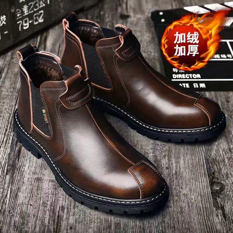 Giày Da Cao Cấp Cho Nam, Da Thật Mềm, Phong Cách Mùa Đông, Bốt Martin Mới, Thời Trang, Cổ Điển, Thích Hợp Đi Làm Và Mặc Thường Ngày Giày Hợp Xu hướng Đế Cao Boots 2