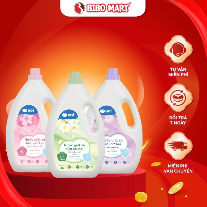 Nước Giặt Xả Hữu Cơ AOI 3L Hương Hoa Anh Đào/ Hoa Vòi Voi/ Ban Mai - Làm Sạch An Toàn Cho Làn Da Cho Bé Sơ Sinh Chính Hãng