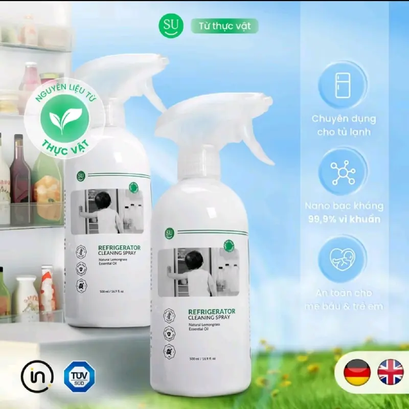 Chai Xịt Vệ Sinh Tủ Lạnh, Lò Vi Sóng SU X5 Cleaner 500ml Vệ Sinh Khử Mùi Khử Khuẩn Hiệu Quả - Công Nghệ Nano Bạc Châu Âu Xịt Vệ Sinh 4