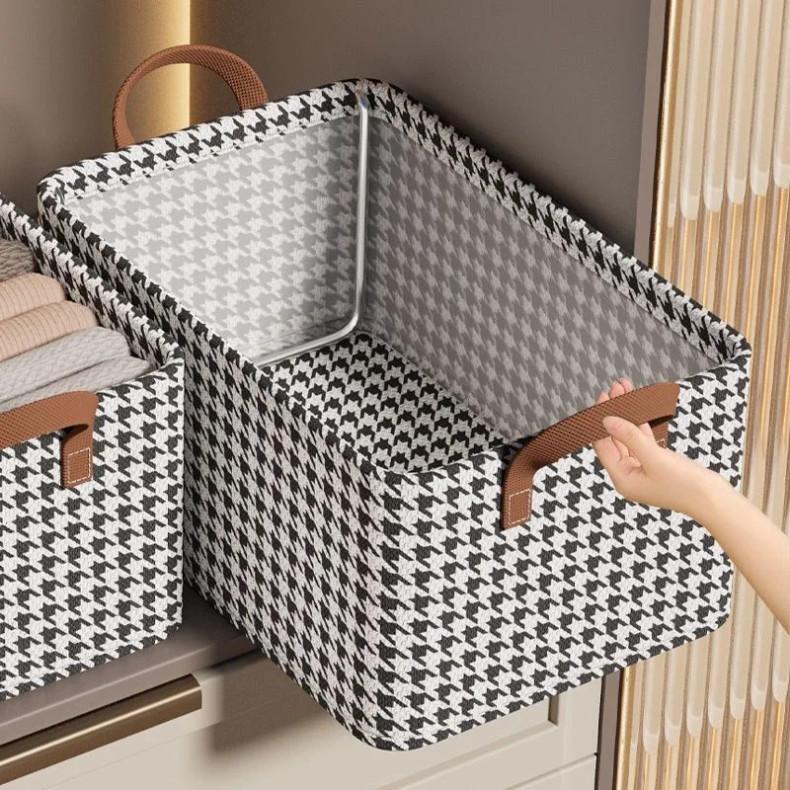 Hộp đựng quần áo khung THÉP họa tiết caro, đựng chăn màn, đồ lót tiện lợi có thể gấp gọn 0