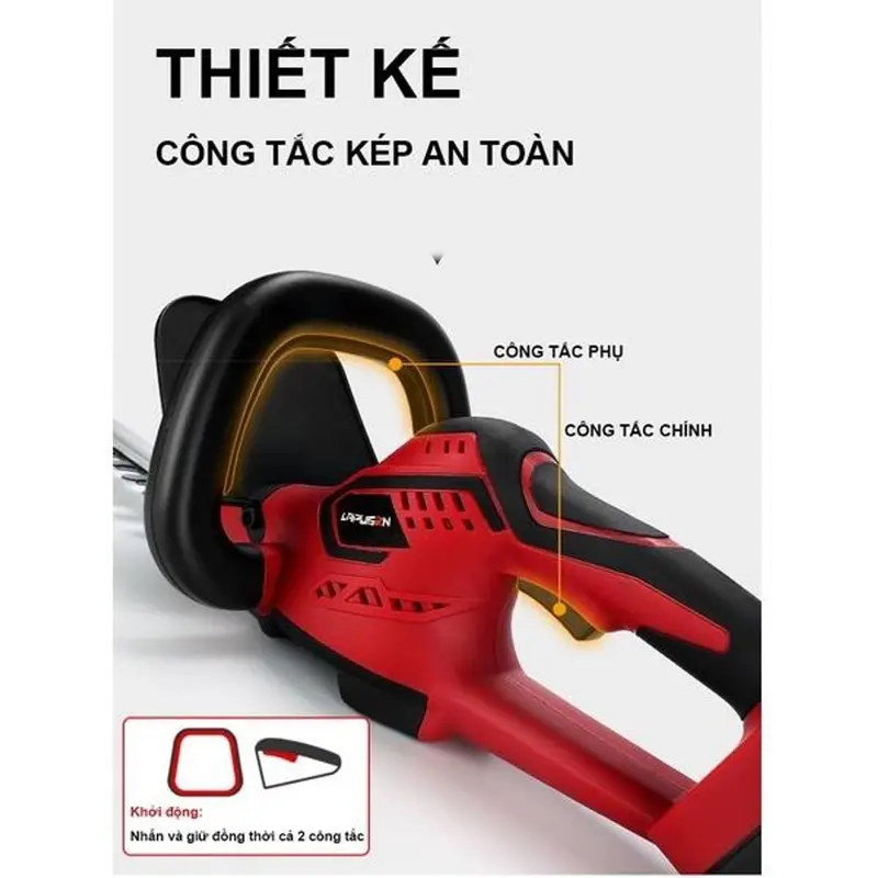 Máy cắt tỉa hàng rào cây cảnh LAPUseᵰ động cơ lõi đồng 1oo% - Công suất 1800W - Dùng chung chân pin Makita 3