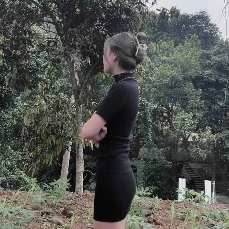 Đầm Váy đen ôm body tôn dáng sexy chất thun tăm co dãn, Đầm suông dáng ngắn cá tính đi chơi dự tiệc phong cách hàn quốc mã hp44 1
