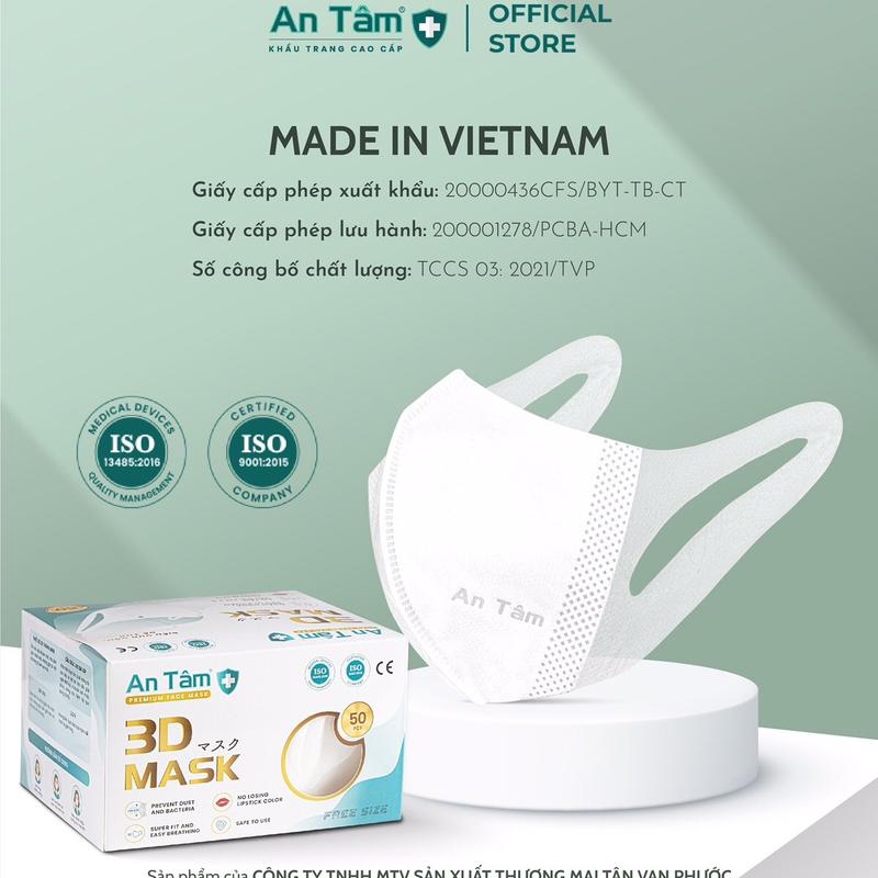 100 Chiếc Khẩu Trang 3D Cao Cấp An Tâm 7