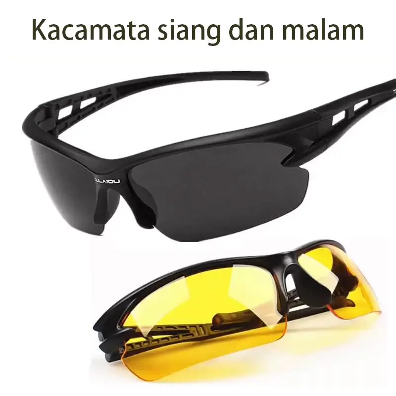 Kacamata bersepeda pria dan wanita, kacamata hitam anti angin untuk sepeda motor, kacamata datar transparan dengan penglihatan malam, kacamata hitam untuk sepeda listrik