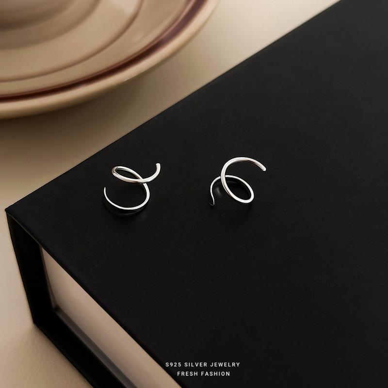 Product Introduction of S925 Sterling Silver Swirl Earrings Polished Earrings Stylish Women's Hook Earrings Perfect for Vacation Parties and Commuting Dangle Earrings for Chic Ear Decoration 4