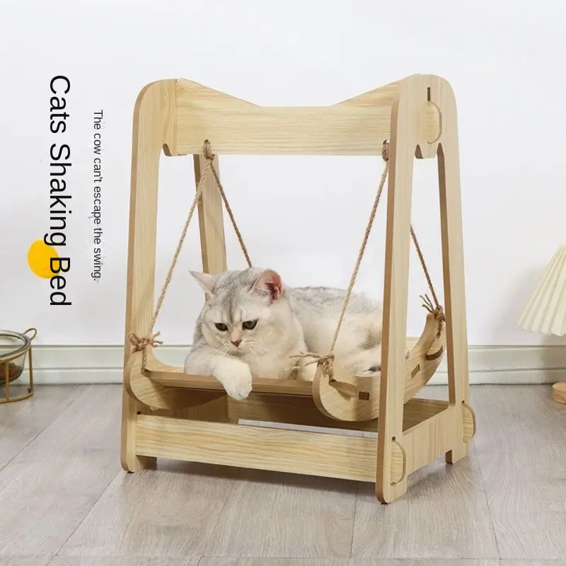 Wooden Shaker Cat Supplies Pet Double-Layer Anti-Flip Swing Hanging Nest Pet Hammock Cat Bed Cat Swing