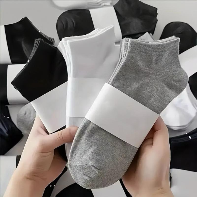 Sét 10 đôi Tất trơn cổ ngắn nam nữ chất liệu Cotton co giãn bốn chiều dễ phối đồ nhiều mẫu trắng và đen size 37-43