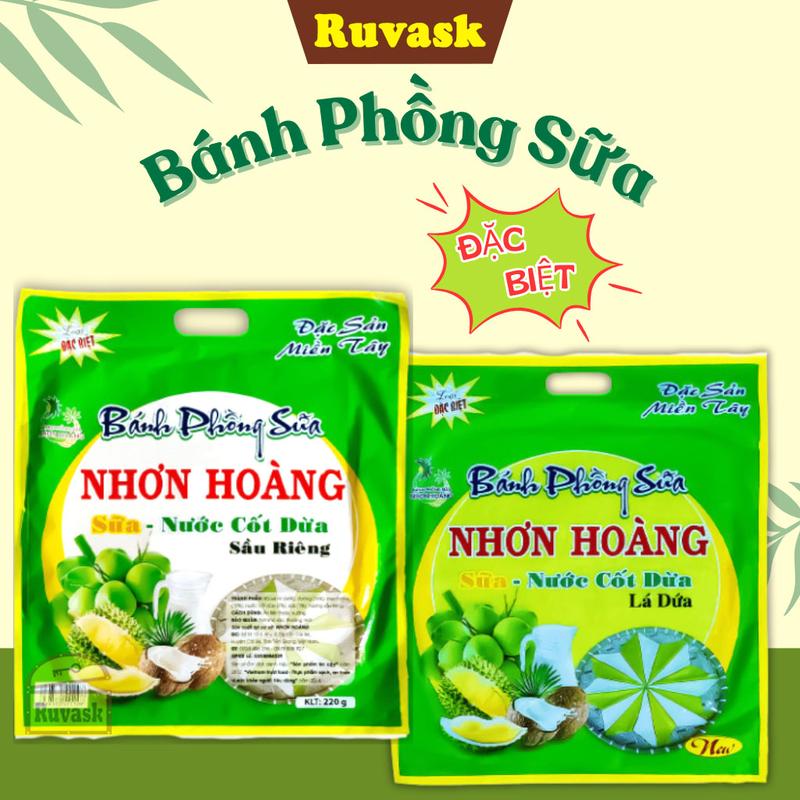 Bánh Phồng Sữa Nhơn Hoàng Sầu Riêng, Lá Dứa SIÊU TO - Bánh Tráng Sữa ĐẶC BIỆT - Đặc Sản Miền Tây Ruvask