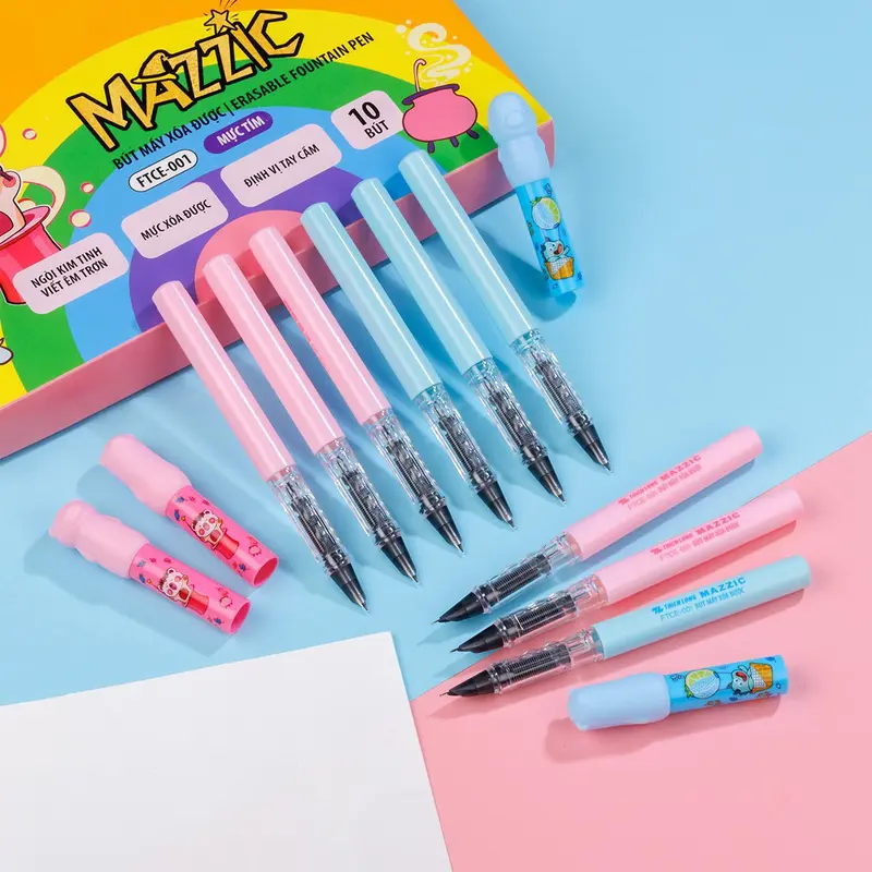 Bút máy xóa được Mazzic Thiên Long FTCE-001 - Ngòi cải tiến, trơn, êm với ống mực không lắng cặn . Ống Mực Tím 0