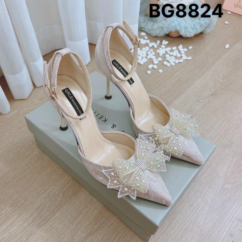 Giày cao gót sục min nơ 7 màu mũi nhọn gót cao 9cm dành cho nàng đi chơi,đi tiệc đây ạ! Nữ Shoes Nhung Len Hoa Đế Cao
