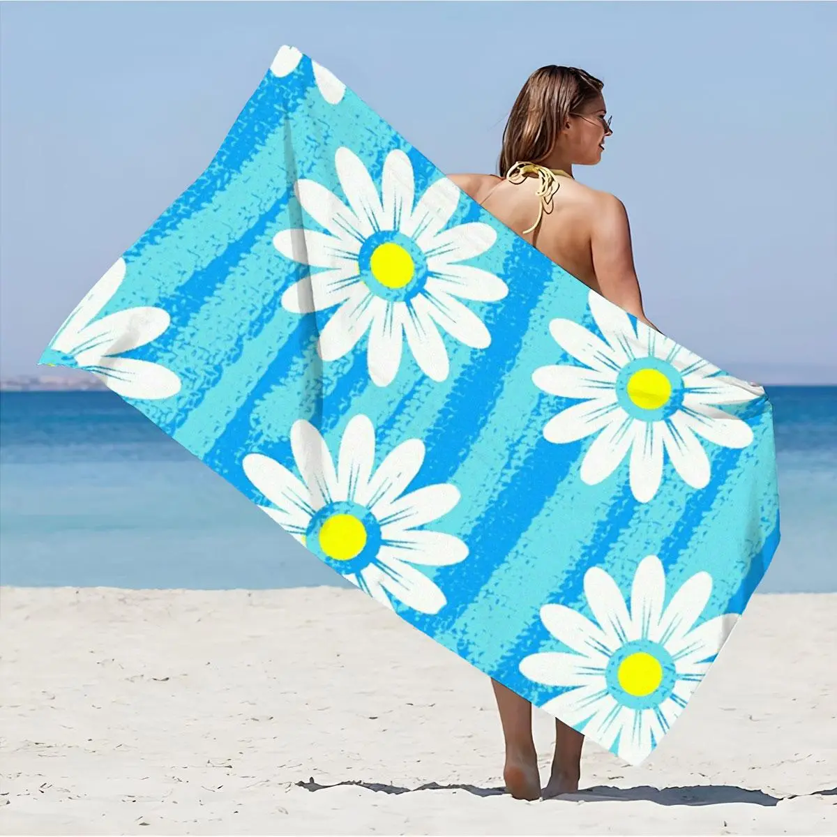 Floral Pattern Beach Towel, Soft Large Lightweight Summer Sports Towel, Quick Drying Absorbent Beach Towel for Women & Men