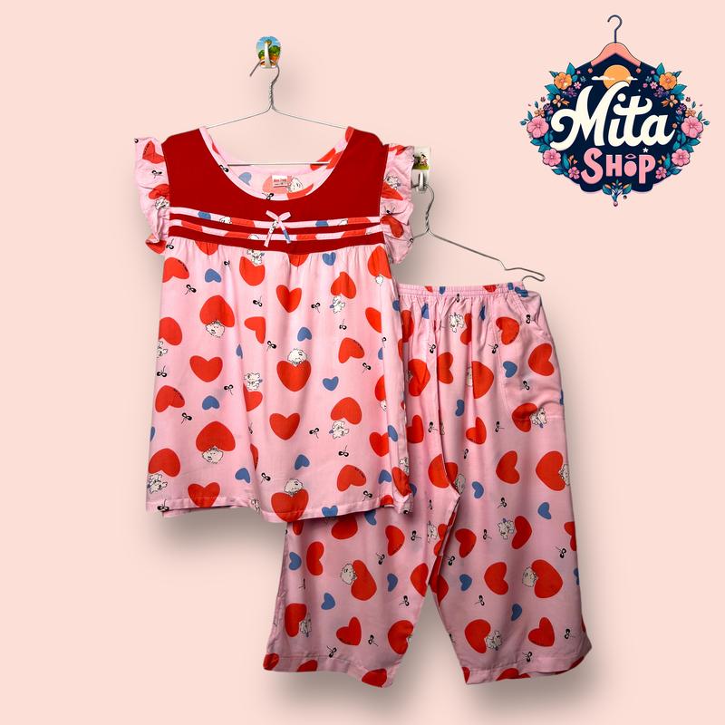 Đồ Bộ Nữ Tole Hai Da - Quần Lửng Tay Cánh Tiên - Phối Màu Trẻ Trung - Đủ Size 49-89kg, Mềm Mịn Thoáng Mát- Quần Áo Nữ Women 6