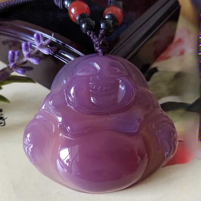 Product Introduction of Mặt Dây Chuyền Phật Di Lặc Chalcedony Màu Tím Hoàng Gia, Chất Liệu Tự Nhiên, Thời Trang Nữ, Phật Bụng To Quà Tặng Tinh Tế Cho Bạn Gái 0