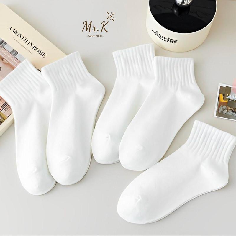COMBO 5 ĐÔI TẤT VỚ Trắng Trơn Thời Thượng - Dành Cho Cả Nam Và Nữ - Mẫu đơn giản Dễ Phối Đồ - Tất Vớ Unisex - Phù hợp chơi thể thao và hoạt động ngoài trời - Tất Vớ chống thấm mồ hôi Menswear Sọc