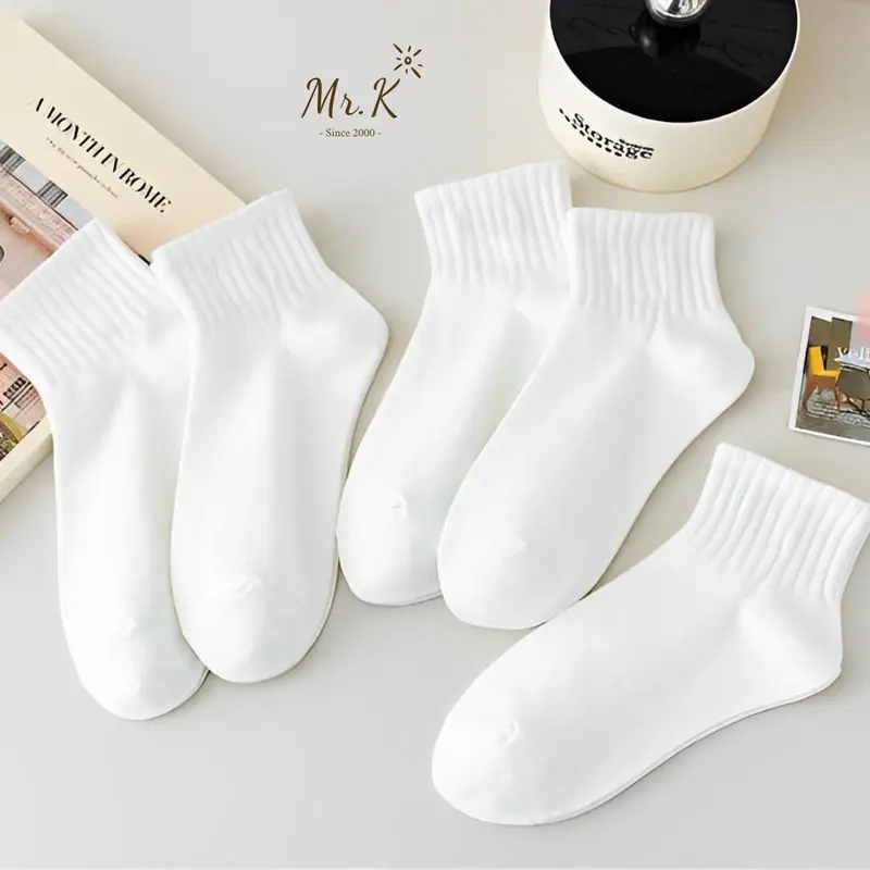 COMBO 5 ĐÔI TẤT VỚ Trắng Trơn Thời Thượng - Dành Cho Cả Nam Và Nữ - Mẫu đơn giản Dễ Phối Đồ - Tất Vớ Unisex - Phù hợp chơi thể thao và hoạt động ngoài trời - Tất Vớ chống thấm mồ hôi Menswear Sọc 0