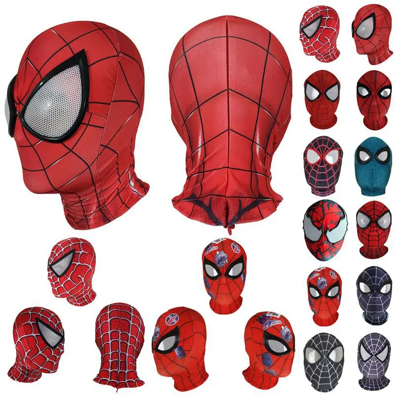 Topeng Elastik Spider Man Miles Morales, Kostum Penutup Kepala, Untuk ...