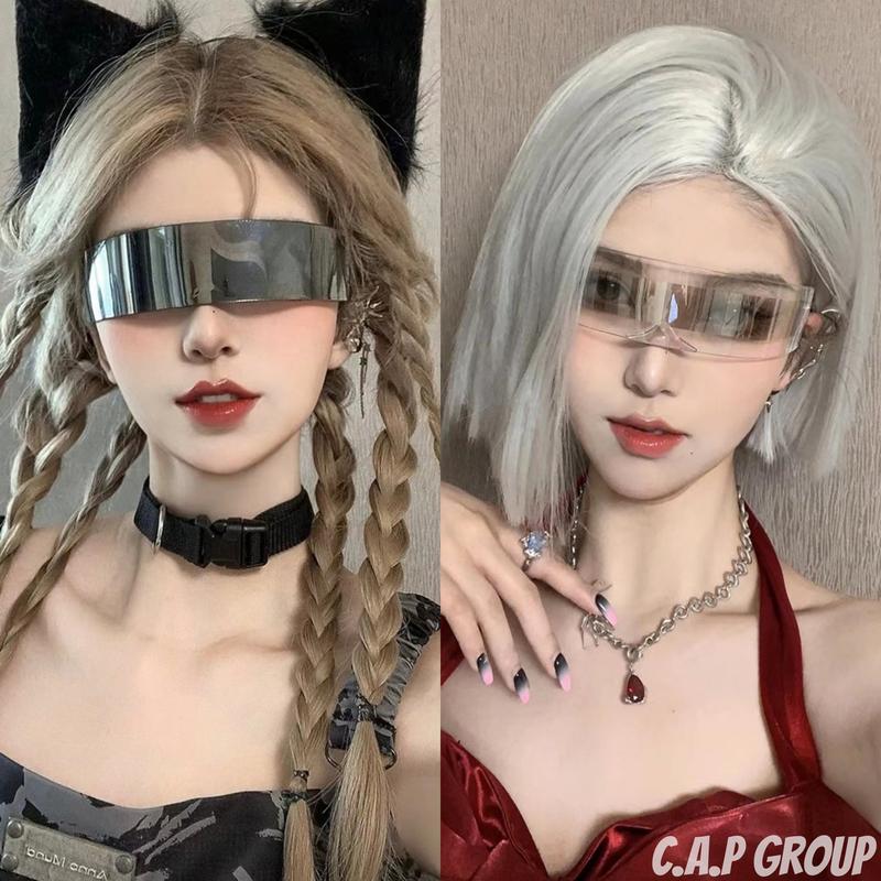 Kính mắt râm hình chữ nhật Cyberpunk sống ảo kiểu Công Nghệ Tương Lai Nam Nữ Hàn Quốc sang chảnh