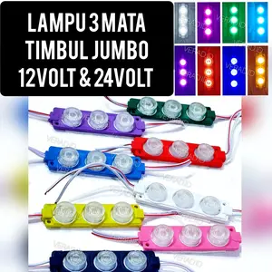 Modul Led lampu kolong mobil motor truk lampu 3 mata jumbo timbul besar 7520 3030 3W 12V 24V variasi