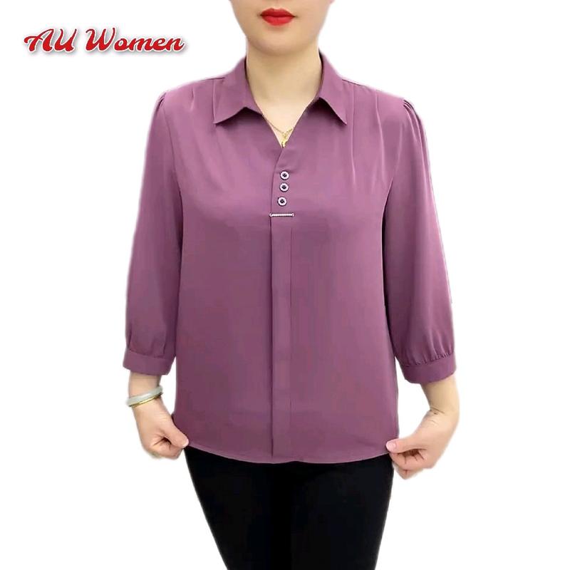 Áo Sơ Mi Lụa Trung Niên Nữ Dài Tay Cao Cấp