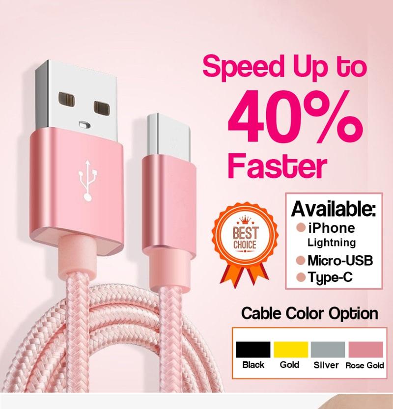 Product Introduction of 2.4A Fast Charging Nylon Braided Data Cord Fast Charge Data Cable Micro/Type C 1M/0.3M Nylon Braided USB Cable 0