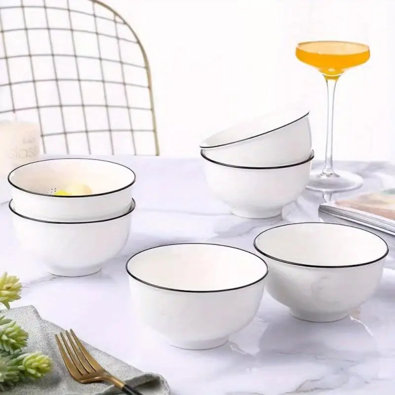 Japanese Style Ceramic Bowl Set, 10pcs/set Including 5 Counts Large Bowl & 5 Counts Small Bowl, Household Tableware Set for Home Kitchen Dining Room 4