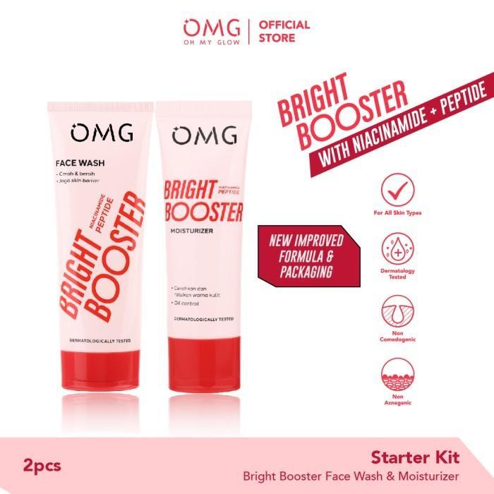 OMG Oh My Glow - Bright Booster Glow Kit Paket Perawatan Wajah untuk Kulit Tampak Glowing, Mencerahkan, Tampak Sehat, Menjaga Skin Barrier, Mengandung Niacinamide , Peptide, Vitamin C - Sabun Pembersih Wajah, Moisturizer, Sunscreen 8