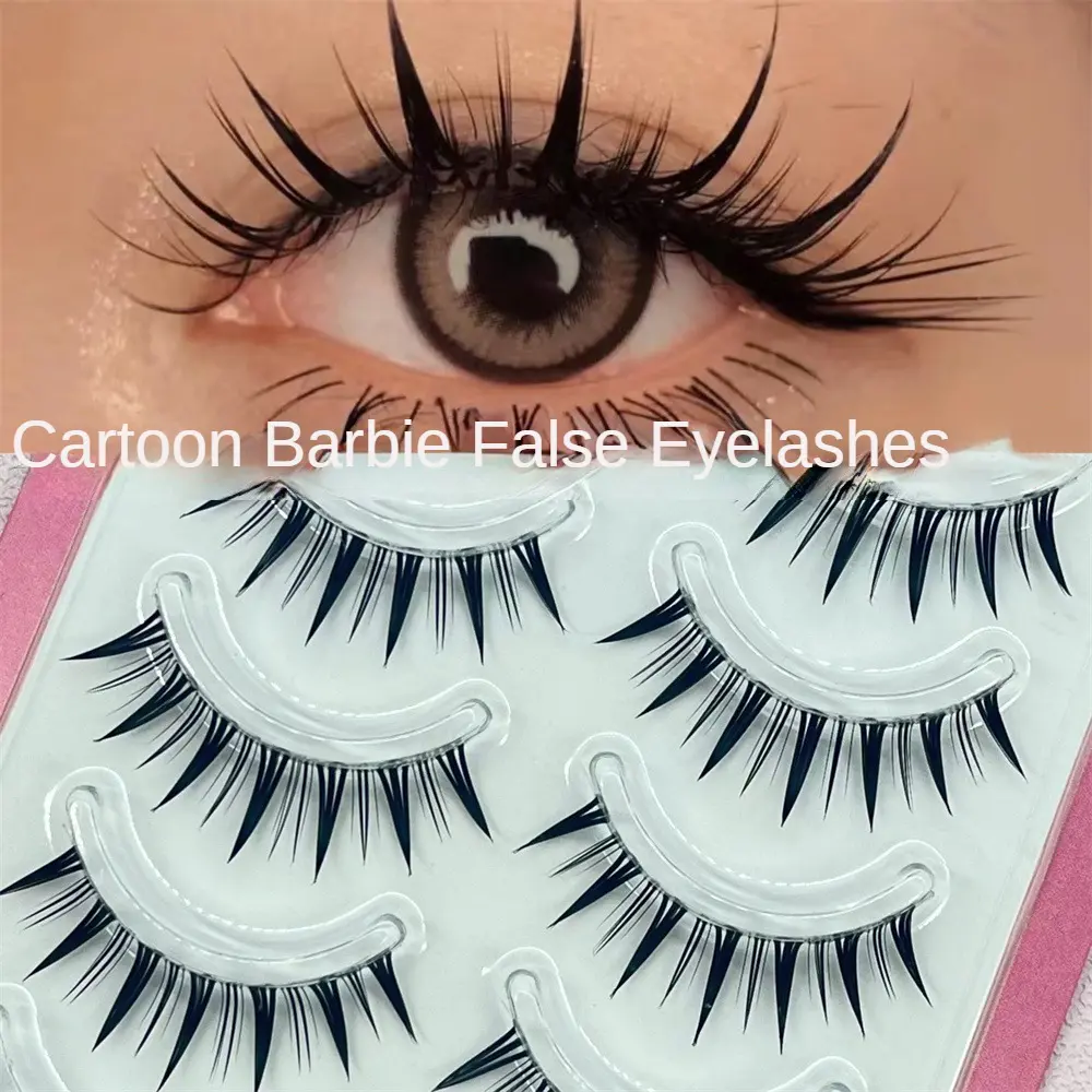 Manga Lashes 5 Pairs Anime Cosplay Faux Mink Lashes Korean Natural Short Full Strip Lashes Eyelashes Extension