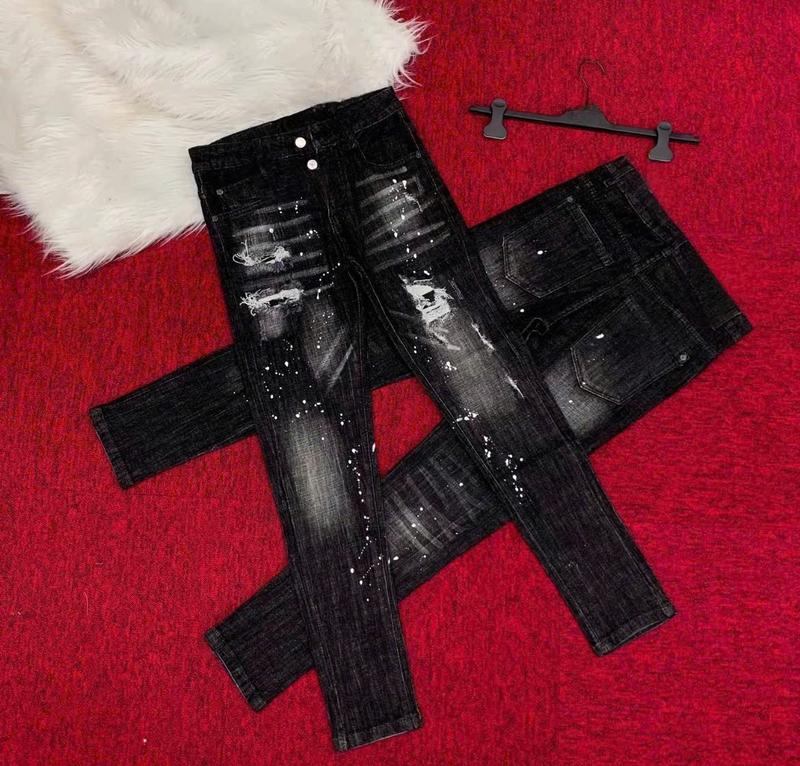 Quần jean nam boy phố rách xám khói chất vải bò co giãn dày dặn, mẫu mới Hót Trend Menswear Pants quần  bò quanjeans  namsale purple  tag Có Túi jeans suong amiri đính đá quan nam quần _