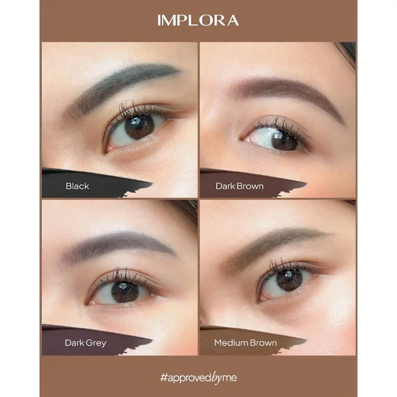 IMPLORA WOW! Brow Pomade Indonesia / Brow Pomade 2.5g / Up To 24H / Waterproof / Matte Finish / Pigmented Longlasting / Easy To Blend / Smudgeproof / Tahan Air / Medium Dark Brown Grey Black / Coklat Abu Hitam / Eyebrow Alis / Cosmetic Brows Makeup Series 2