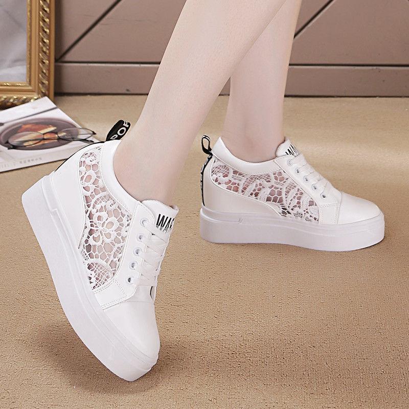 Product Introduction of Giày Trắng Cho Nữ, Giày Đế Bằng Tăng Chiều Cao, Đế 10Cm, Bơm Đa Năng, Giày Thể Thao Thường Ngày Hàn Quốc, Giày Trượt Băng, Bộ Sưu Tập Mới 2023 10