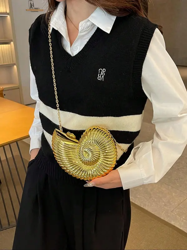 Women's Elegant Conch Design Evening Bag, Western Purse, Exquisite Trendy Shoulder Bag, Fashionable Crossbody Bag for Party Decoration 6