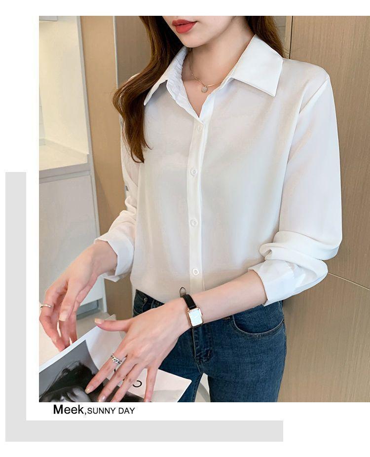 Product Introduction of เสื้อเชิ้ตสีขาวสำหรับผู้หญิง สไตล์ฝรั่งเศส ต้นฤดูใบไม้ร่วง สูทธุรกิจใหม่ เรียบหรู แขนยาว เหมาะสำหรับการเดินทางและพักผ่อน สามารถสวมใส่ด้านใน เสื้อเบลาส์ 2024 ฤดูใบไม้ร่วงและฤดูหนาว 12