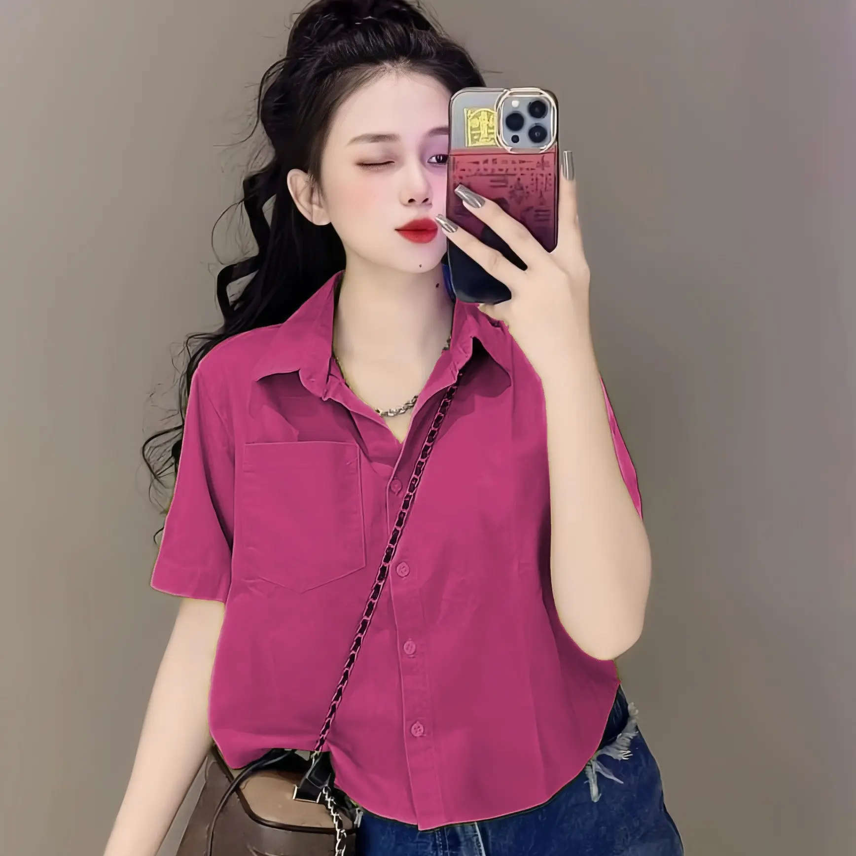 Áo Sơ Mi Nữ Tay Ngắn Form Rộng Nhiều Màu Áo Croptop Nữ Kiểu Sang Chảnh Thoải Mái Cho Bốn Mùa | BigBuy360 - bigbuy360.vn Áo Sơ Mi Nữ Tay Ngắn Form Rộng Nhiều Màu Áo Croptop Nữ Kiểu Sang Chảnh Thoải Mái Cho Bốn Mùa | BigBuy360 - bigbuy360.vn