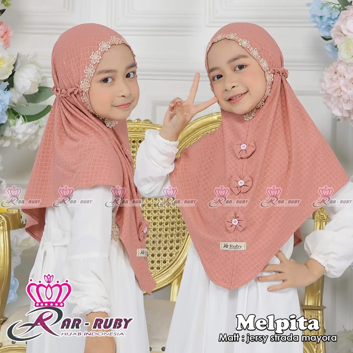 Hijab zaskia untuk usia 4-10 tahun bahan strada premium