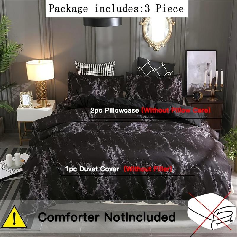 Product Introduction of Marble Pattern Duvet Cover Set, Including 1 Count Duvet Cover & 2 Counts Pillowcase without Filler, Soft Comfortable Bedding Set, Modern Bedding Set for Home Bedroom 5