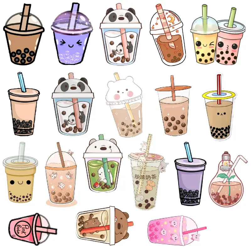 15 Stiker Boba aesthetic cute scrapbook journal diary 0