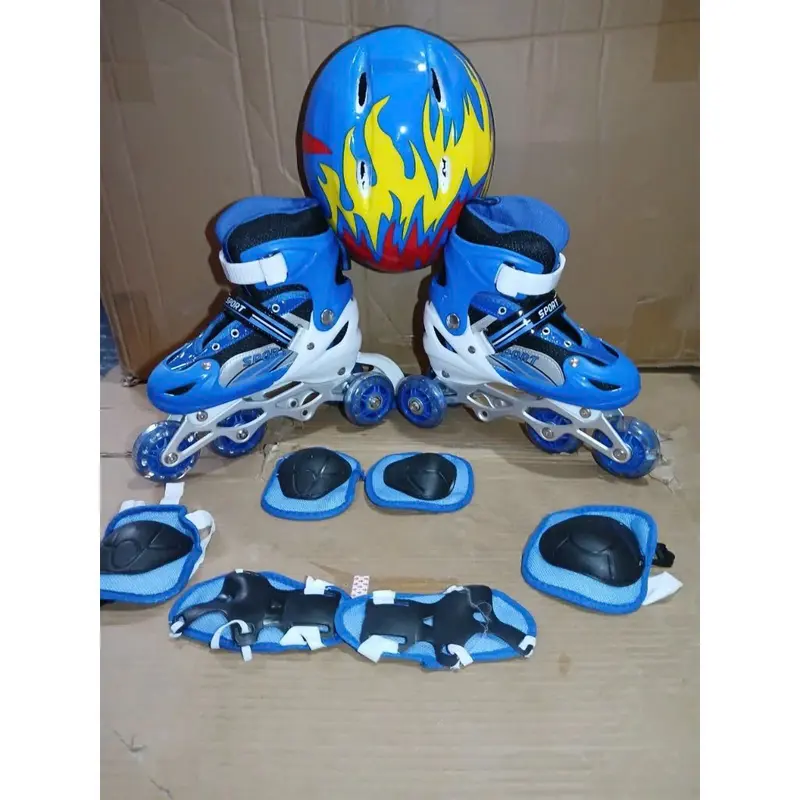 Giầy Trượt 1 Hàng Trẻ Em, Tặng Mũ Bảo Vệ, Bảo Hộ Tay Chân,, Điều Chỉnh Tăng Giảm Được Kícḣ Thước 3