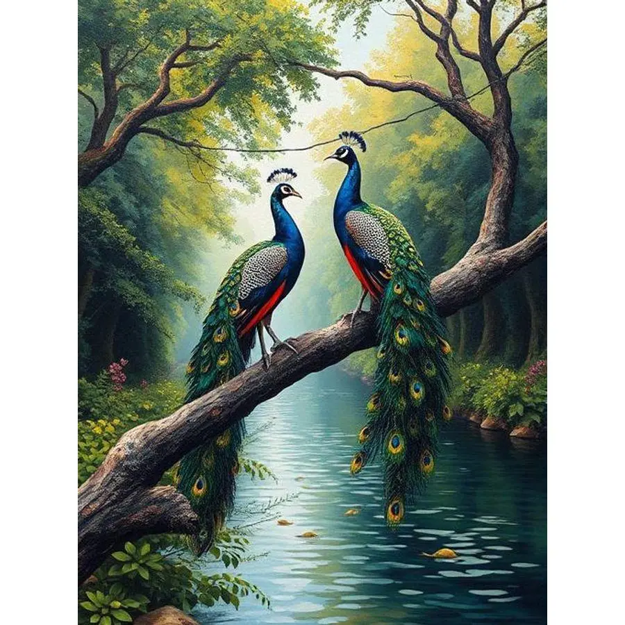 Peacock & Floral Canvas Art Print - Wall Decor for Living Room, Bedroom, Home Office, Gift