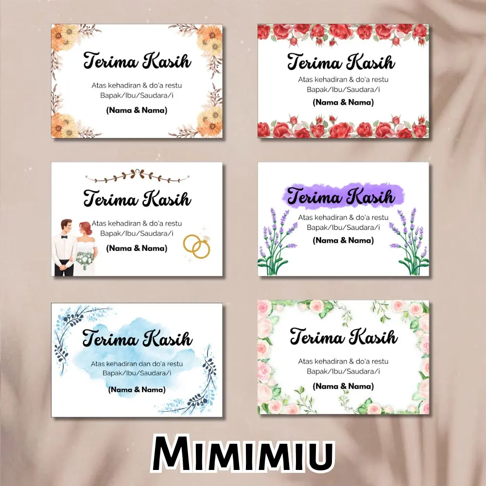 [Mimimiu] 50pcs kartu terima kasih souvenir pernikahan
