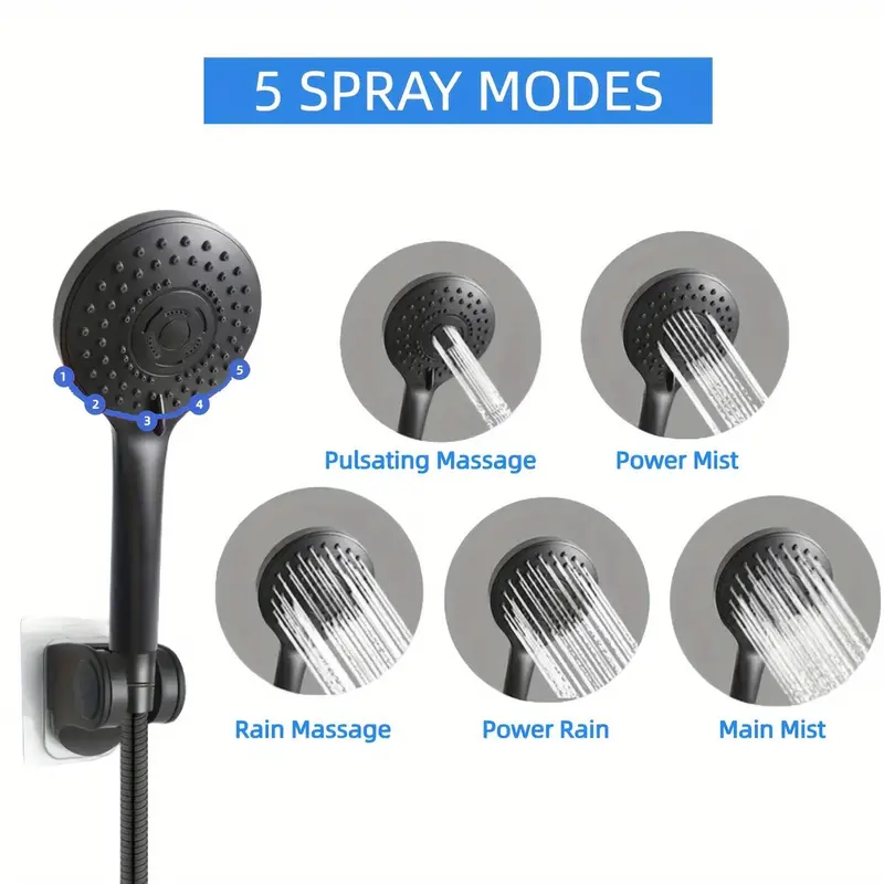 Rain Shower Head Set, High Pressure Rain Shower Head with Adjustable Extension Arm & Handheld Shower Head, Bathroom Shower System 3
