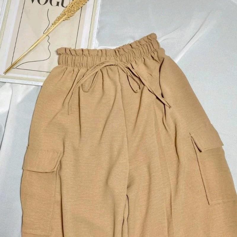 Celana Cringkel Cargo Airflow Saku Samping||Kulot Cargo Cringkle Kekinian Kantong Crinkle Fit 4