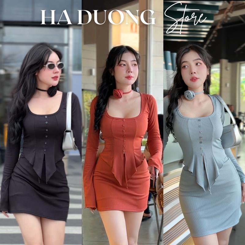 Product Introduction of Set Áo Xẻ Tà Tay Loe Kèm Chân Váy Có Quần Trong Chất Thun Gân Trung Co Giãn Tốt Tặng Kèm Dây Hoa Dành Cho Nữ - Top Hà Dương Store 7