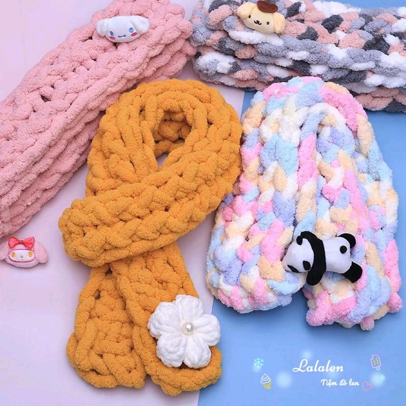 Cuộn 250g Len Chunky Bông Sợi To 20mm, Đan Móc Mùa Đông Kim Tuyến