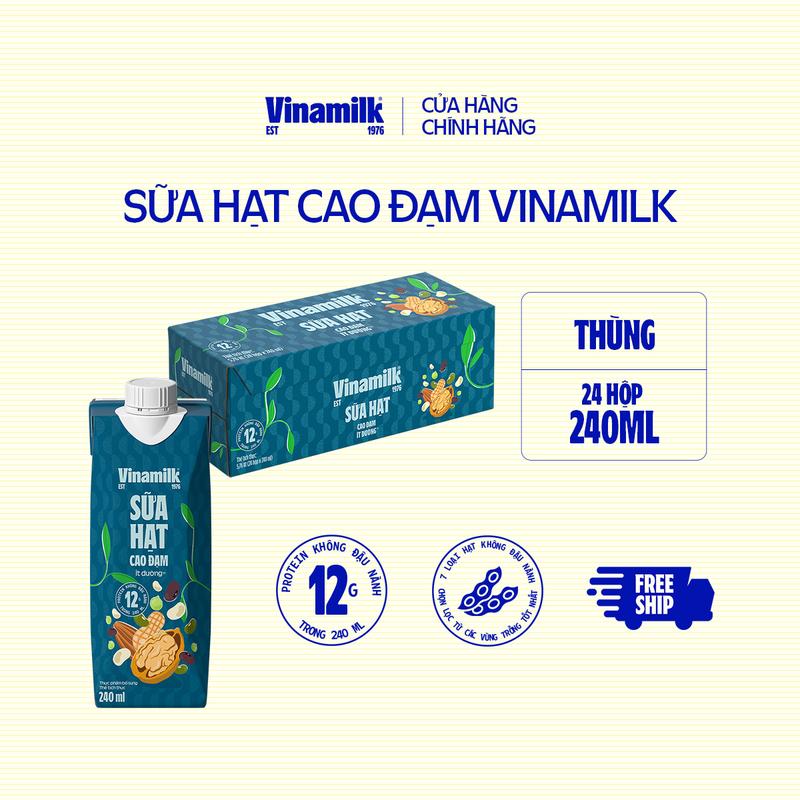 Sữa hạt Cao đạm Ít Đường Vinamilk 240ml