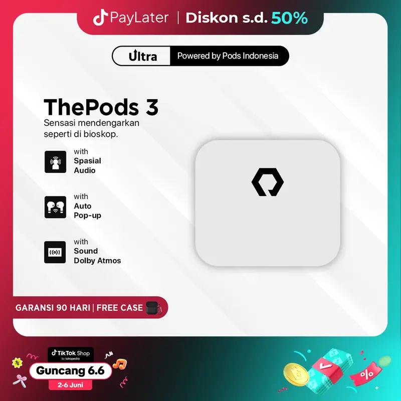 [FREE CASE] PRIME 3 Series - True Wireless Bluetooth Earphone Spatial Audio IMEI Serial Number Support iOS Android Wireless Case by Pods Indonesia 2